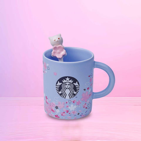 Starbucks Hong Kong - Sakura Purple Mug with Cat Stirrer (12oz) - Non Ready Stock