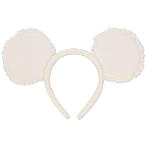 Japan Disney - TDR White Fabric Mickey Ears Headband - Preorder