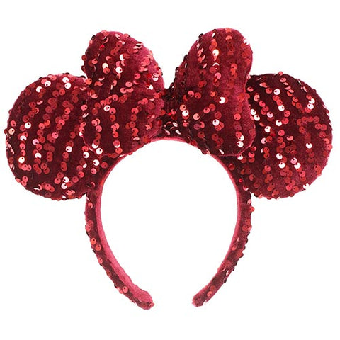 Japan Disney - TDR Red Sequined Minnie Ears Headband - Non Ready Stock
