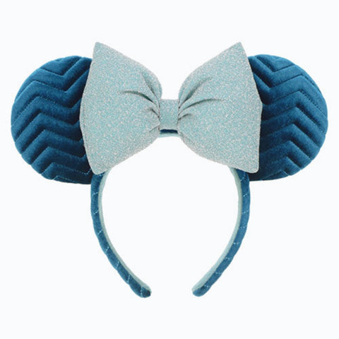 Japan Disney - TDR Turquoise  Minnie Ears Headband with Glitter Bow - Non Ready Stock