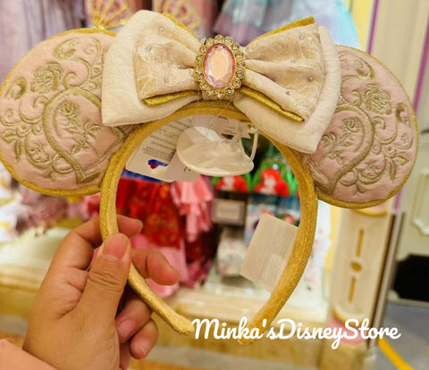 Shanghai Disneyland - Embroidered Champagne Color Minnie Ears Headband - Non Ready Stock