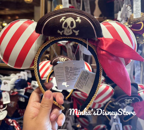 Shanghai Disneyland - Treasure Cove Pirates Stripes Minnie Ears Headband - Non Ready Stock
