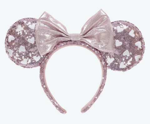 Japan Disney - TDR Light Pink Sequined Hearts Headband - Non Ready Stock