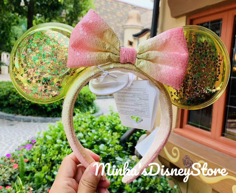 Shanghai Disneyland - Yellow Transparent Confetti Minnie Ears Headband - Non Ready Stock
