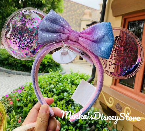 Shanghai Disneyland - Purple Transparent Confetti Minnie Ears Headband - Non Ready Stock