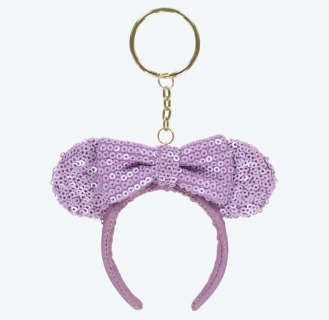 Japan Disney - TDR Light Purple Minnie Ears Headband Key Ring - Non Ready Stock