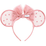 Japan Disney - TDR Pink Lace Polka Hearts Minnie Ears Headband - Non Ready Stock
