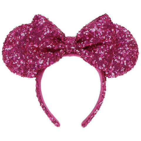 Japan Disney - TDR Magenta Sequined Minnie Ears Headband - Non Ready Stock