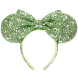 Japan Disney - TDR Fern Green Sequined Minnie Ears Headband - Non Ready Stock