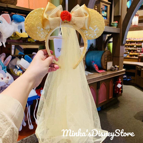 Shanghai Disneyland - Belle Minnie Ears Headband w/ Veil - Non Ready Stock