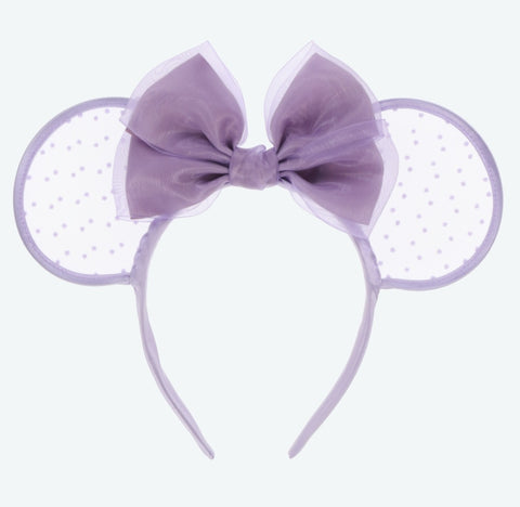 Japan Disney - TDR Purple Lace Polka Dots Minnie Ears Headband - Non Ready Stock