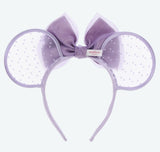 Japan Disney - TDR Purple Lace Polka Dots Minnie Ears Headband - Non Ready Stock