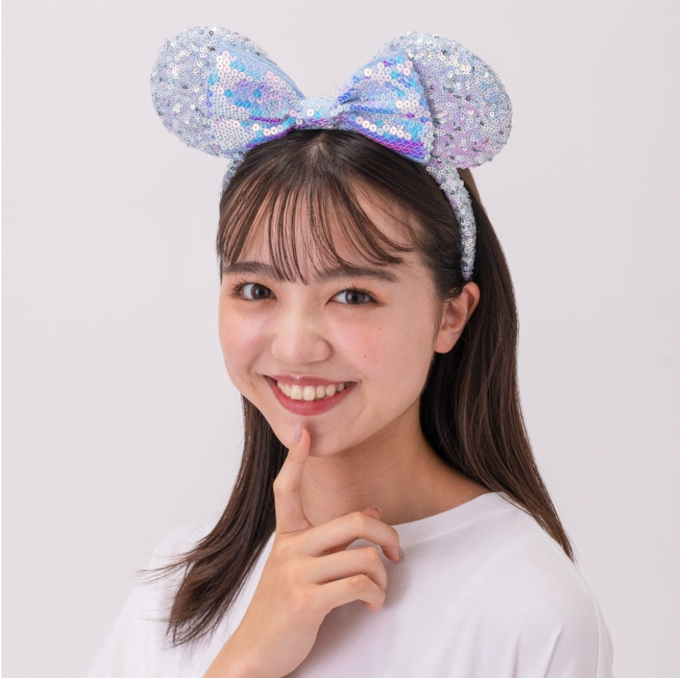 Japan Disney - TDR Silver Sequined Minnie Ears Headband - Non