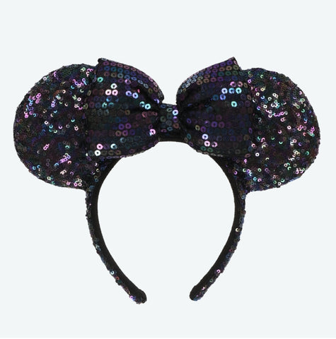 Japan Disney - TDR Black Sequined Minnie Ears Headband - Non Ready Stock