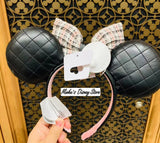 Shanghai Disneyland - Checkered Ribbon Black Minnie Ears Headband - Preorder