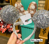 Shanghai Disneyland - Silver Sequined Minnie Ears Headband - Preorder