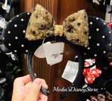 Shanghai Disneyland - Black Velvet Rhinestones Minnie Ears - Ready To Ship